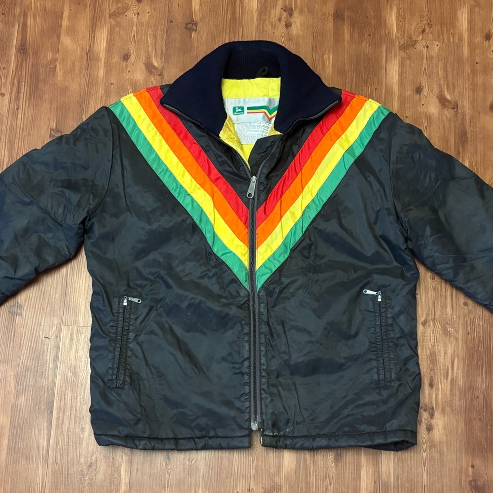 John Deere Black Performance Jacket with Rainbow Chevron
